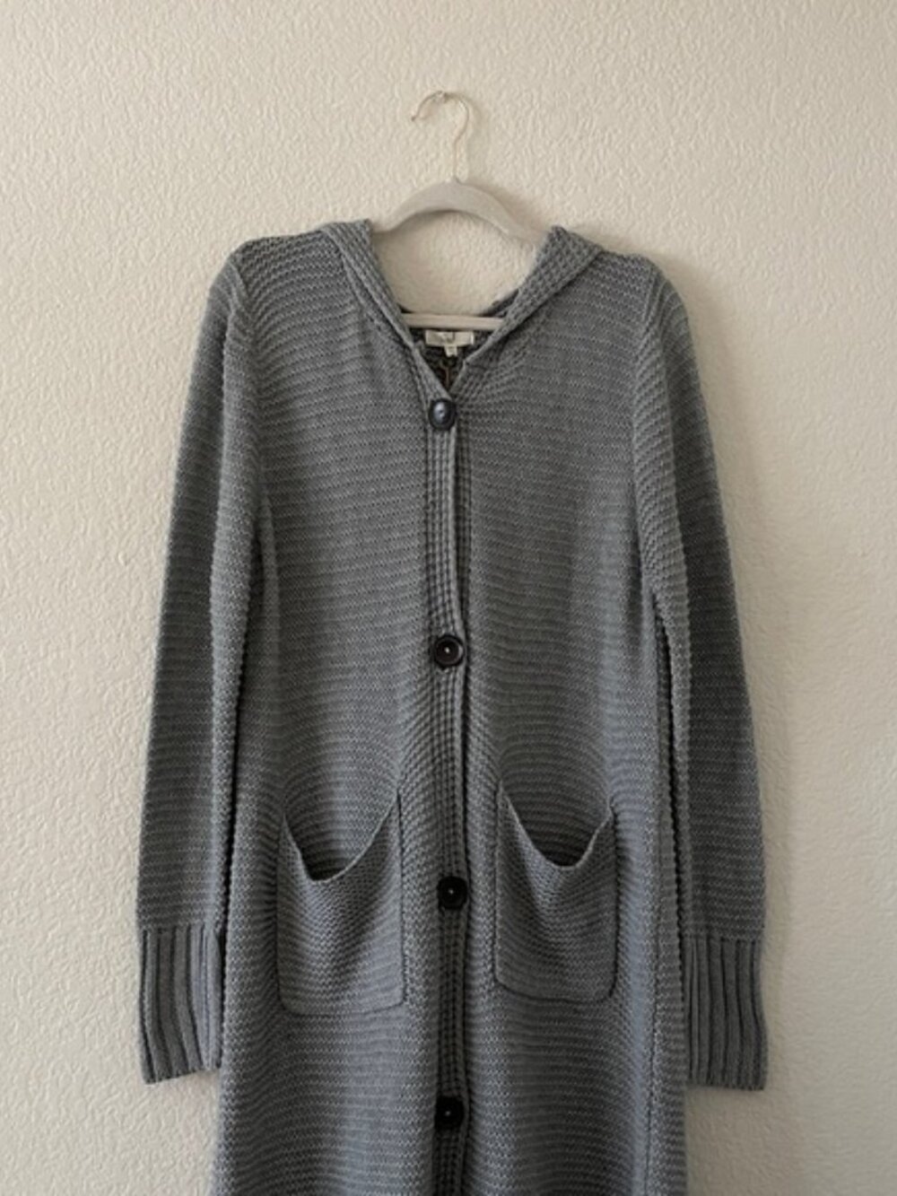 Easel Hoodie Sweater Longline Duster Cardigan Gray
